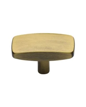Heritage Brass Cabinet Knob Rectangular Design 47mm Antique Brass finish
