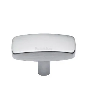 Heritage Brass Cabinet Knob Rectangular Design 47mm Satin Chrome finish
