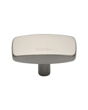 Heritage Brass Cabinet Knob Rectangular Design 47mm Satin Nickel finish