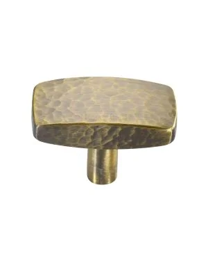 Heritage Brass Cabinet Knob Rectangular Hammered Design 41mm Antique Brass finish
