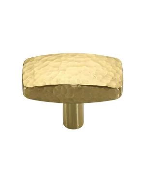 Heritage Brass Cabinet Knob Rectangular Hammered Design 41mm Polished Brass finish