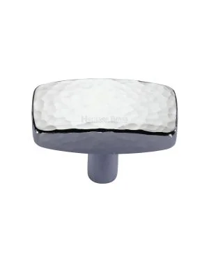 Heritage Brass Cabinet Knob Rectangular Hammered Design 41mm Polished Chrome finish