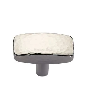 Heritage Brass Cabinet Knob Rectangular Hammered Design 41mm Polished Nickel finish