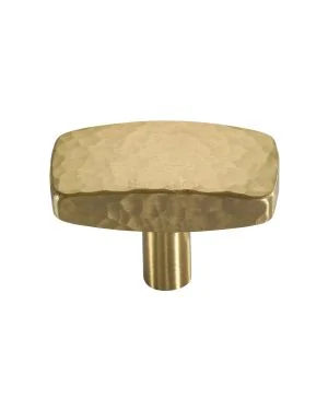 Heritage Brass Cabinet Knob Rectangular Hammered Design 41mm Satin Brass finish
