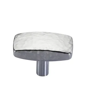 Heritage Brass Cabinet Knob Rectangular Hammered Design 41mm Satin Chrome finish