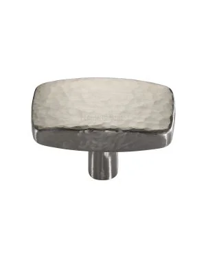Heritage Brass Cabinet Knob Rectangular Hammered Design 41mm Satin Nickel finish