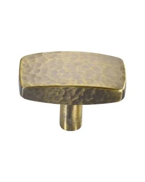 Heritage Brass Cabinet Knob Rectangular Hammered Design 47mm Antique Brass finish