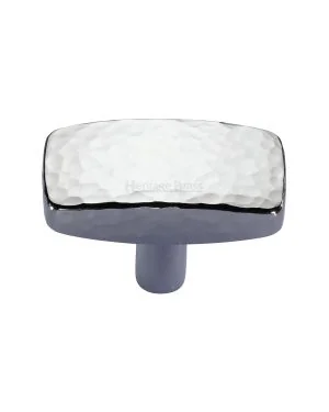 Heritage Brass Cabinet Knob Rectangular Hammered Design 47mm Polished Chrome finish