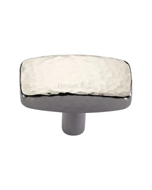 Heritage Brass Cabinet Knob Rectangular Hammered Design 47mm Polished Nickel finish