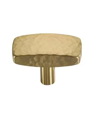 Heritage Brass Cabinet Knob Rectangular Hammered Design 47mm Satin Brass finish