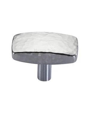 Heritage Brass Cabinet Knob Rectangular Hammered Design 47mm Satin Chrome finish