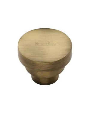 Heritage Brass Cabinet Knob Round Stepped Design 32mm Antique finish