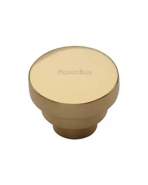 Heritage Brass Cabinet Knob Round Stepped Design 32mm Polished Brass finish