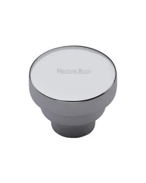 Heritage Brass Cabinet Knob Round Stepped Design 32mm Polished Chrome finish