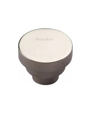 Heritage Brass Cabinet Knob Round Stepped Design 32mm Polished Nickel finish