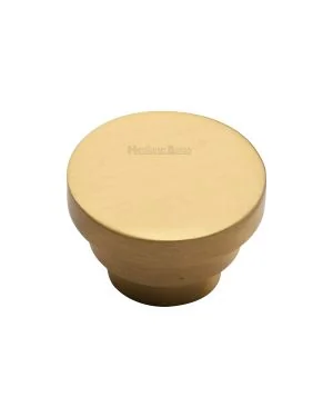 Heritage Brass Cabinet Knob Round Stepped Design 32mm Satin Brass finish