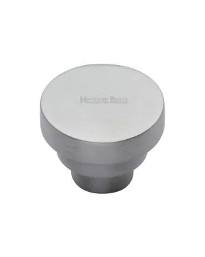 Heritage Brass Cabinet Knob Round Stepped Design 32mm Satin Chrome finish