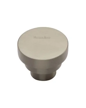 Heritage Brass Cabinet Knob Round Stepped Design 32mm Satin Nickel finish