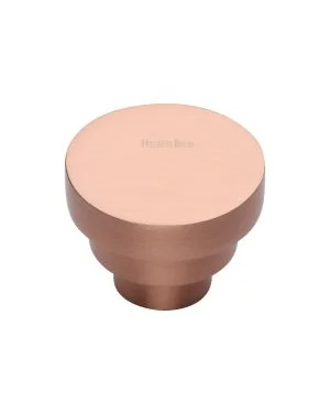 Heritage Brass Cabinet Knob Round Stepped Design 32mm Satin Rose Gold finish