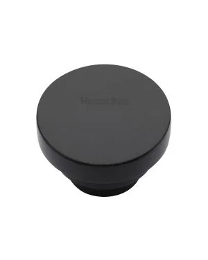 Heritage Brass Cabinet Knob Round Stepped Design 38mm Matt Black finish
