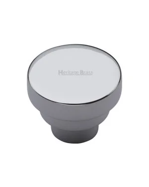 Heritage Brass Cabinet Knob Round Stepped Design 38mm Polished Chrome finish