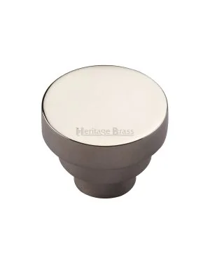 Heritage Brass Cabinet Knob Round Stepped Design 38mm Polished Nickel finish