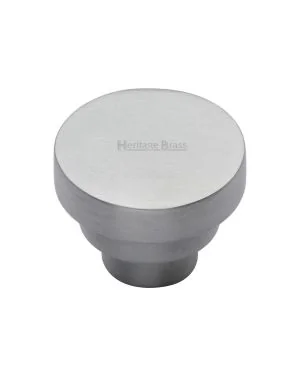 Heritage Brass Cabinet Knob Round Stepped Design 38mm Satin Chrome finish