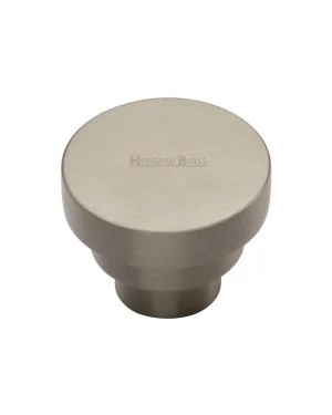 Heritage Brass Cabinet Knob Round Stepped Design 38mm Satin Nickel finish