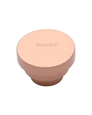 Heritage Brass Cabinet Knob Round Stepped Design 38mm Satin Rose Gold finish