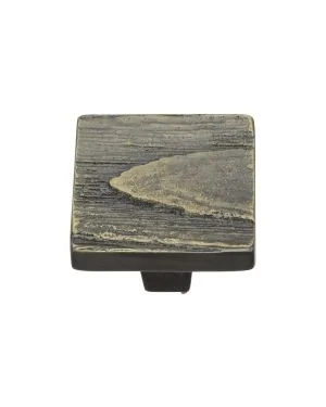 Heritage Brass Cabinet Knob Square Pine Design 32mm Aged Brass finish