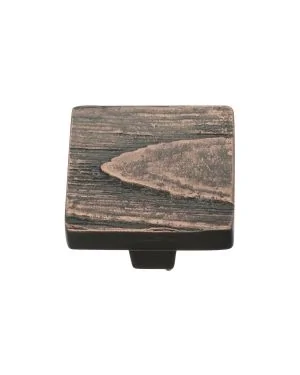 Heritage Brass Cabinet Knob Square Pine Design 32mm Aged Copper finish