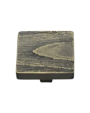 Heritage Brass Cabinet Knob Square Pine Design 38mm Aged Brass finish