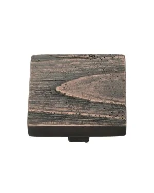 Heritage Brass Cabinet Knob Square Pine Design 38mm Aged Copper finish