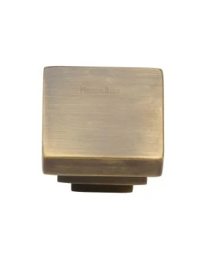 Heritage Brass Cabinet Knob Square Stepped Design 32mm Antique finish