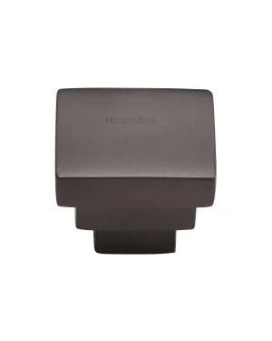 Heritage Brass Cabinet Knob Square Stepped Design 32mm Matt Bronze finish