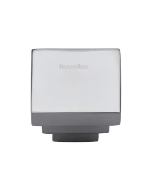 Heritage Brass Cabinet Knob Square Stepped Design 32mm Polished Chrome finish