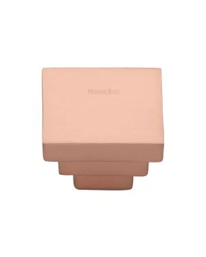 Heritage Brass Cabinet Knob Square Stepped Design 32mm Satin Rose Gold finish