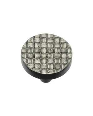 Heritage Brass Cabinet Knob Round Weave Design 32mm Aged Nickel finish