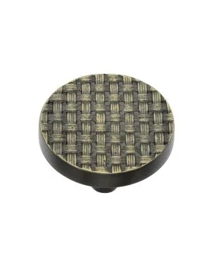 Heritage Brass Cabinet Knob Round Weave Design 38mm Aged Brass finish