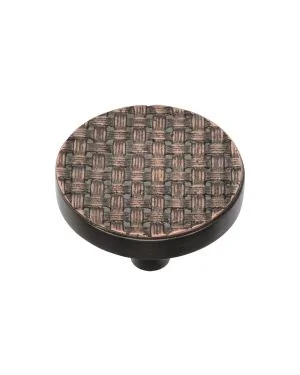 Heritage Brass Cabinet Knob Round Weave Design 38mm Aged Copper finish