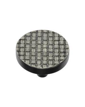 Heritage Brass Cabinet Knob Round Weave Design 38mm Aged Nickel finish