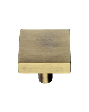 Heritage Brass Cabinet Knob Square Design 32mm Antique Brass finish
