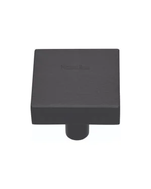 Heritage Brass Cabinet Knob Square Design 32mm Matt Black finish