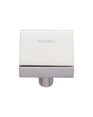 Heritage Brass Cabinet Knob Square Design 32mm Polished Nickel finish
