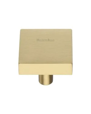 Heritage Brass Cabinet Knob Square Design 32mm Satin Brass finish