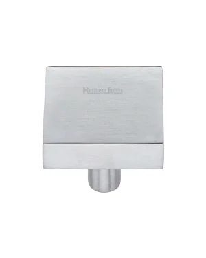 Heritage Brass Cabinet Knob Square Design 32mm Satin Chrome finish