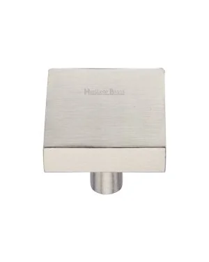 Heritage Brass Cabinet Knob Square Design 32mm Satin Nickel finish