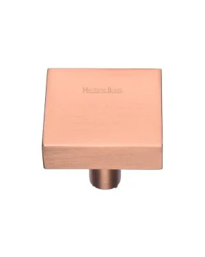 Heritage Brass Cabinet Knob Square Design 32mm Satin Rose Gold finish