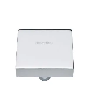 Heritage Brass Cabinet Knob Square Design 38mm Polished Chrome finish