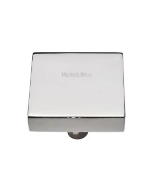 Heritage Brass Cabinet Knob Square Design 38mm Polished Nickel finish